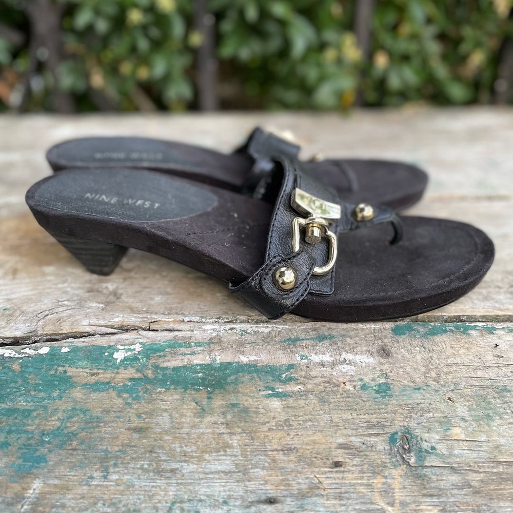 Nine West black leather Davon sandals 7.5 - Picture 4 of 6